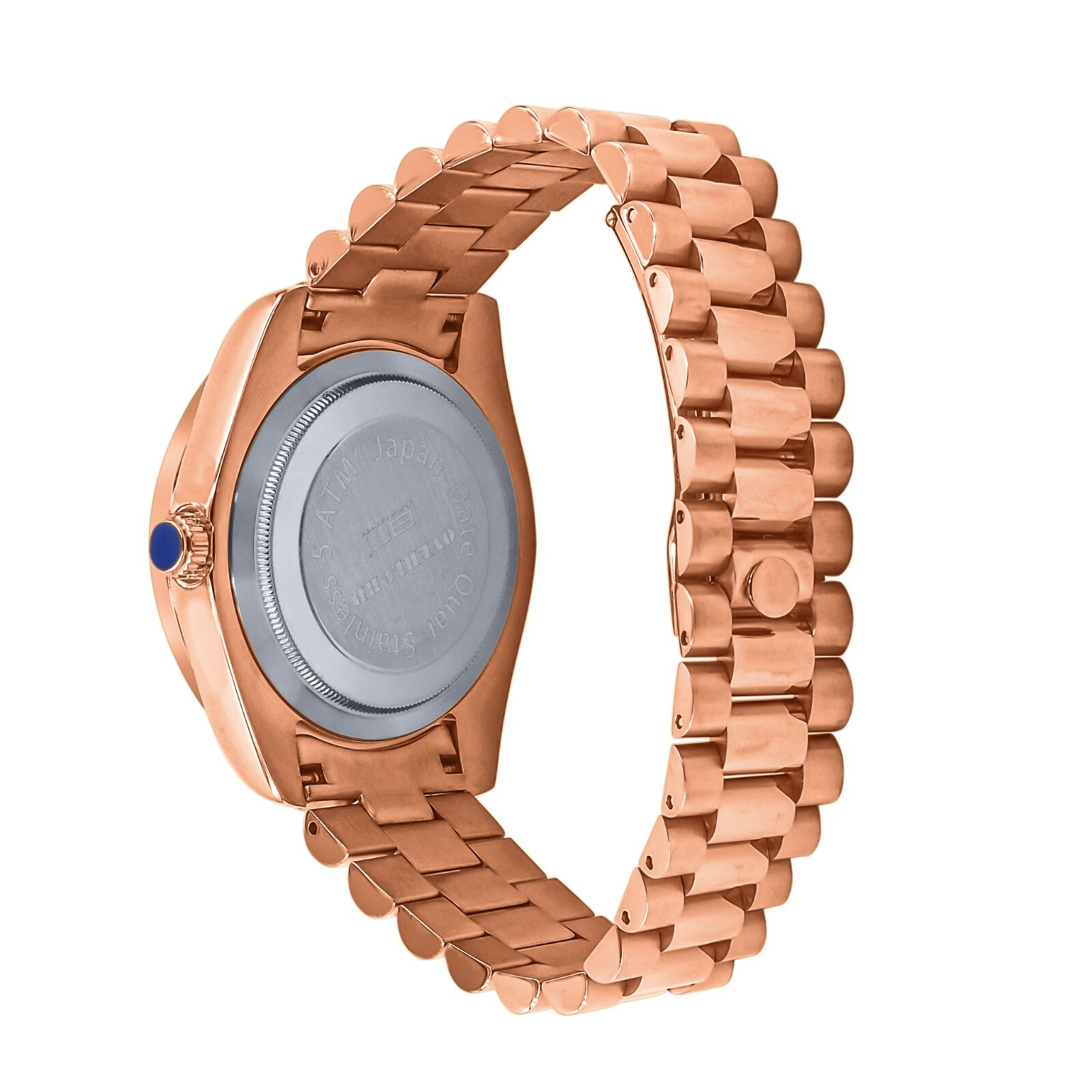 Pre-owned Bling Master - Majesty 18k Rose Gold Solid Steel Black Dial Simulated Diamond Mens President Watch 40mm