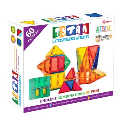 TYTAN Magnetic Learning Tiles Building Set - 60 Pieces