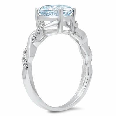 PUCCI 2.19 CT HEART TWISTED HALO SWISS TOPAZ PROMISE WEDDING RING SOLID 14K WHITE GOLD
