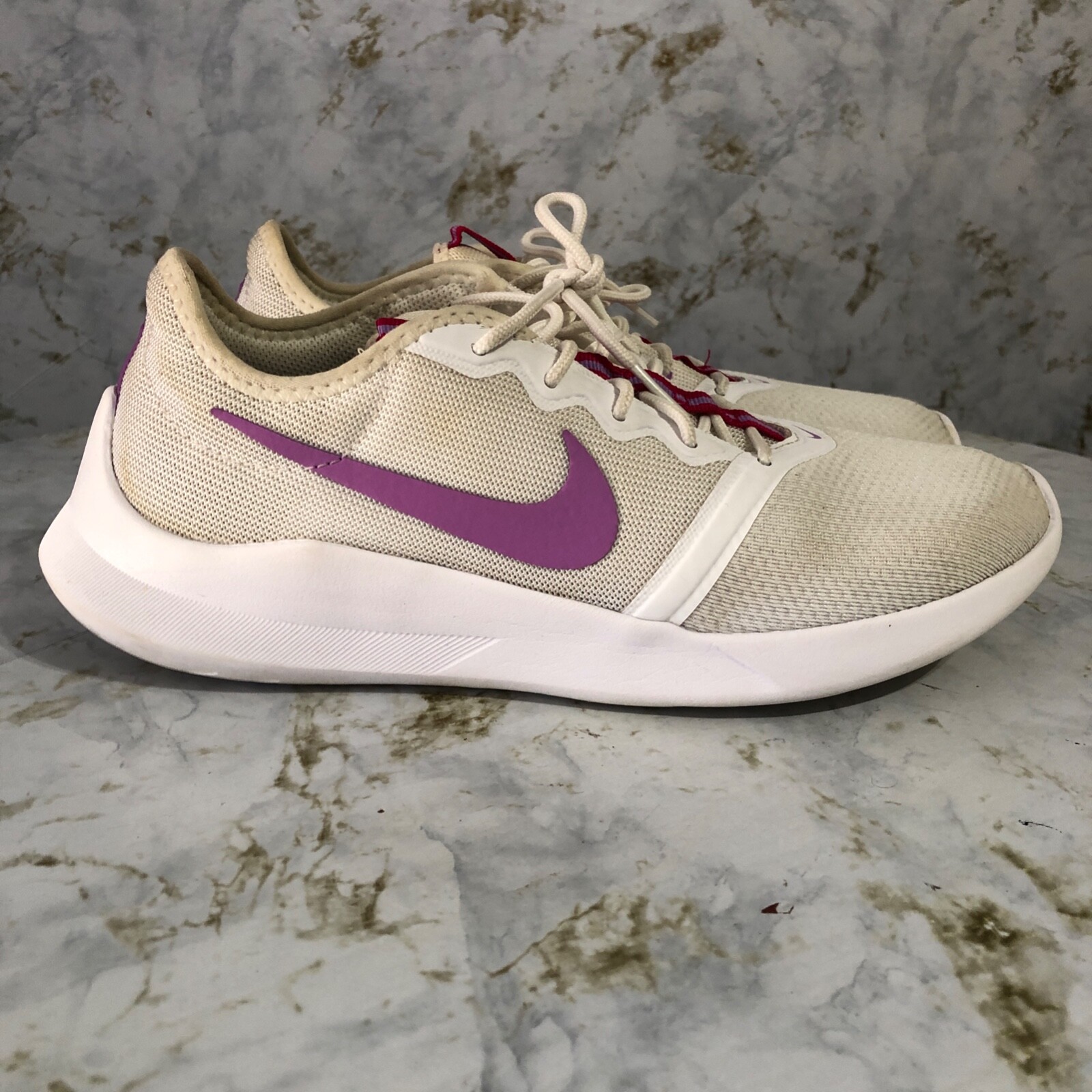 Nike Viale Tech Racer Womens Sz 9 Running Shoes White Purple Athletic Sneakers