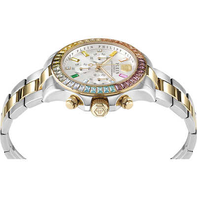 Pre-owned Philipp Plein Womens Wristwatch  Nobile Pwsba0523 Chrono Stainless Steel Golden