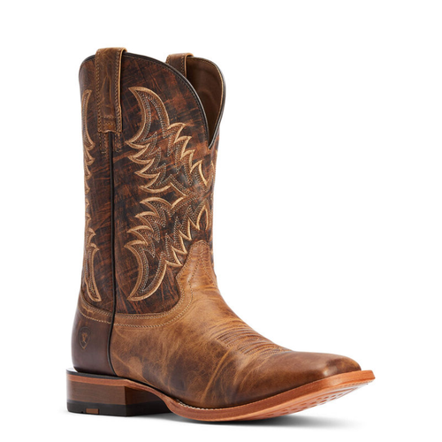 Pre-owned Ariat ® Men's Point Ryder Tan & Burnt Brown Square Toe Boots ...