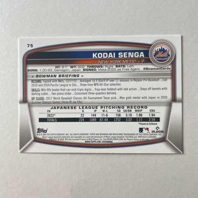 2023 Bowman Baseball #75 Kodai Senga RC
