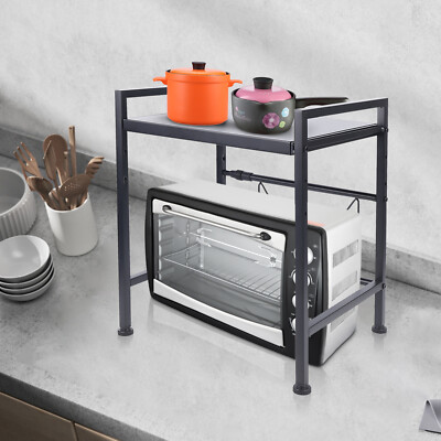 Storage Shelf Microwave Oven Rack Kitchen Corner Cabinet Organizer Stand 2-Tier 