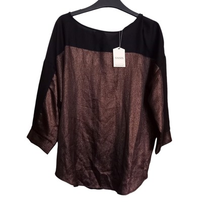 Oasis Sparkly 3/4 Sleeve Top Women's Small New with tags