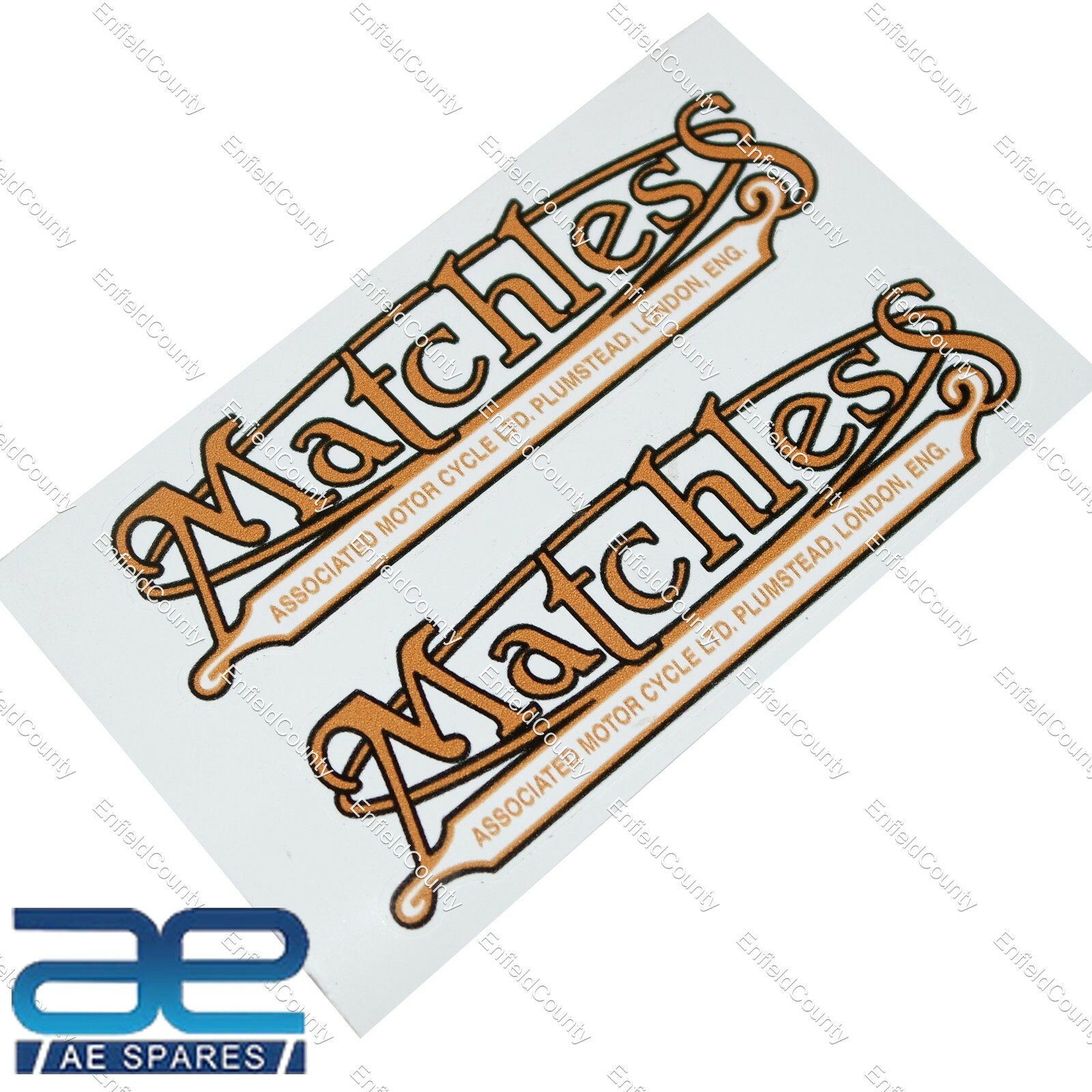 For Matchless Motorbike Gold Decal Sticker 2 Unit Size 105mm X 65mm