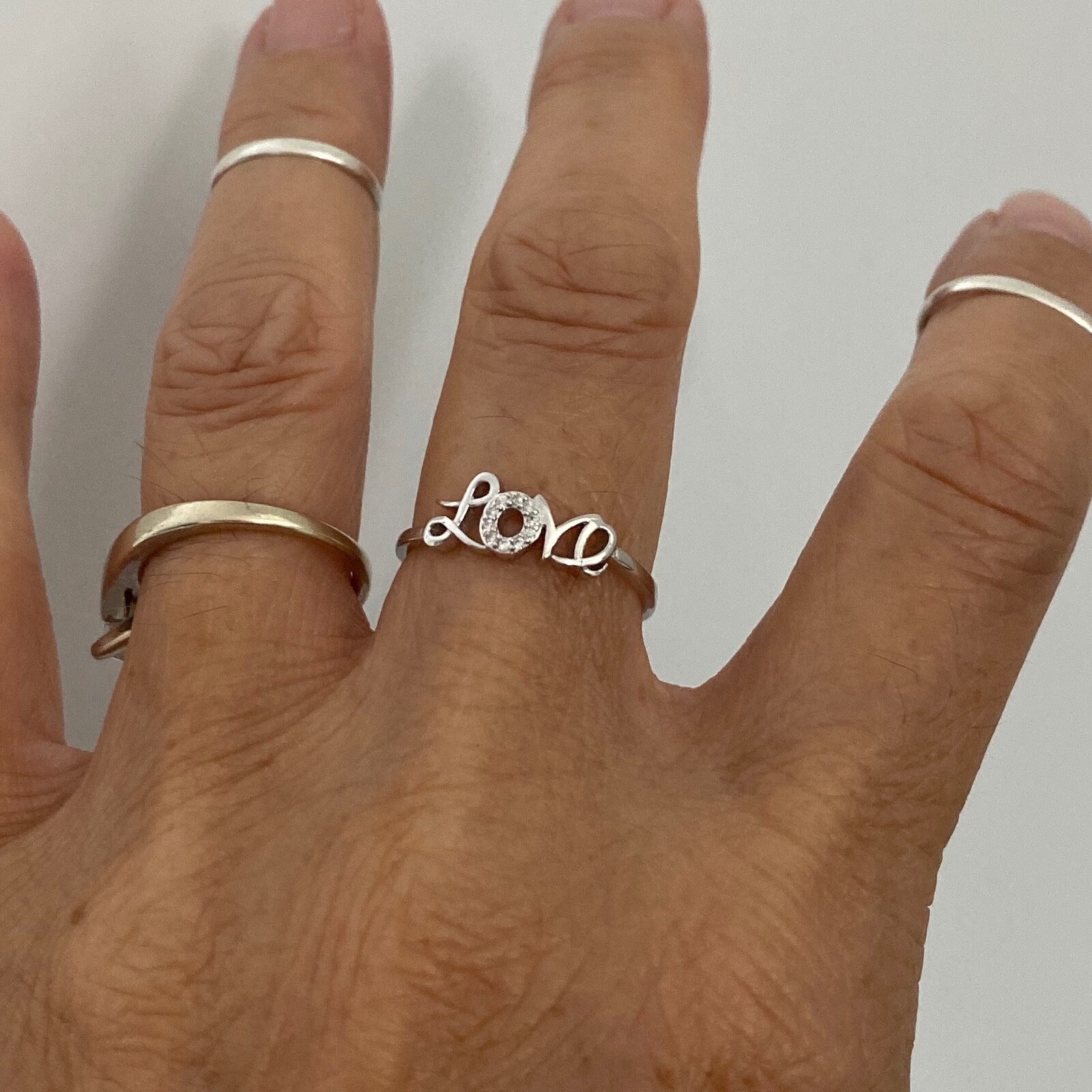 Sterling Silver Small CZ LOVE Ring, CZ Ring, Silver Rings, Promise
