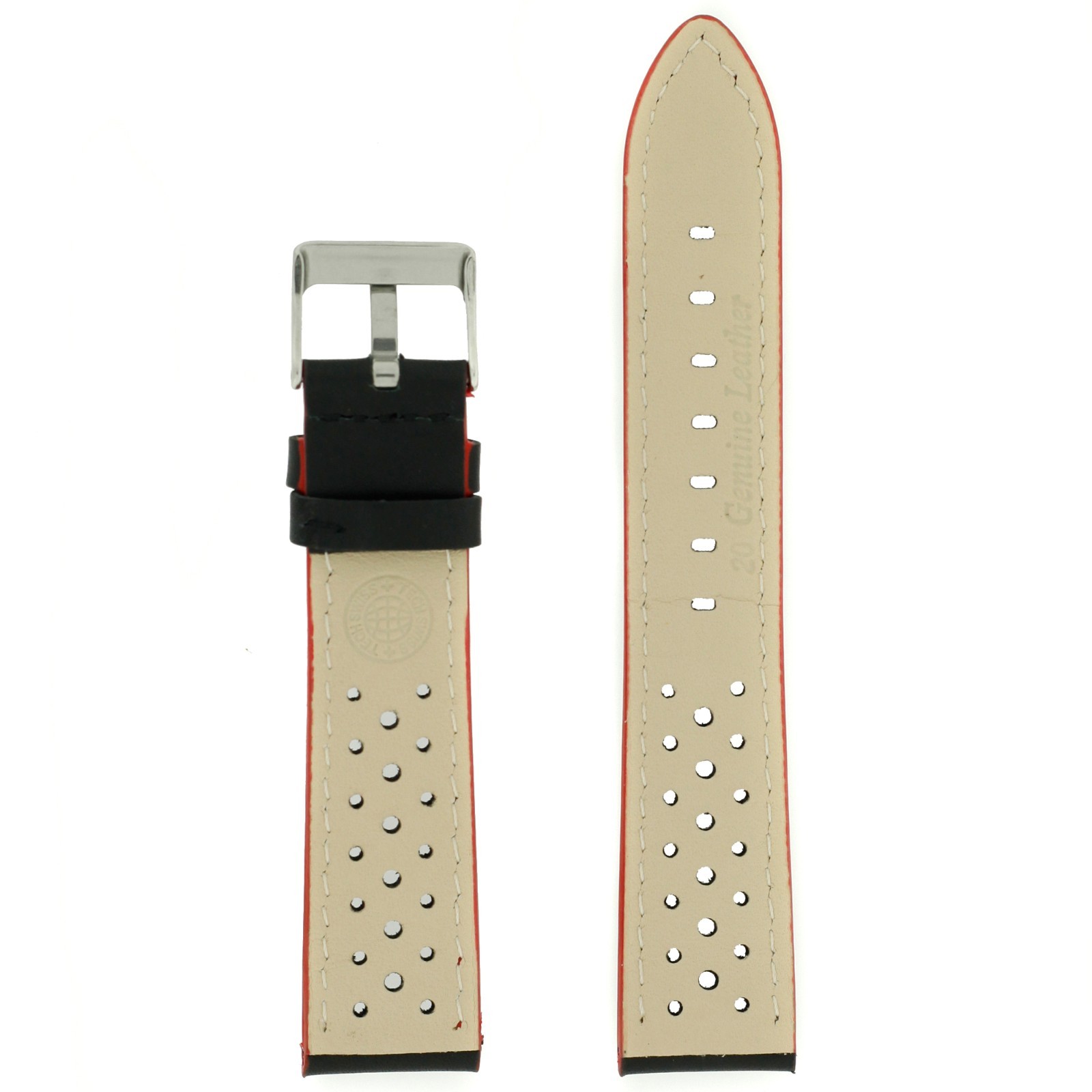 Watch Band GT Rally Racing Genuine Leather Black Red or Blue Stitching