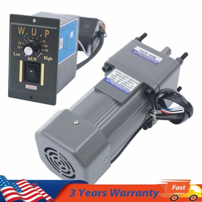 200W 110V AC Gear Motor Electric Variable with Speed Controller Single-phase 20K