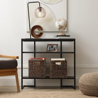 Set of 2 Hyacinth Storage Cubes, 10.5" Wicker Basket Bins for Shelves, Espresso