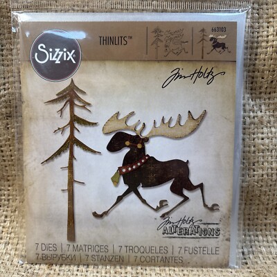 Thinlits Dies Merry Moose by Tim Holtz, 7-Pack, Multicolor NEW