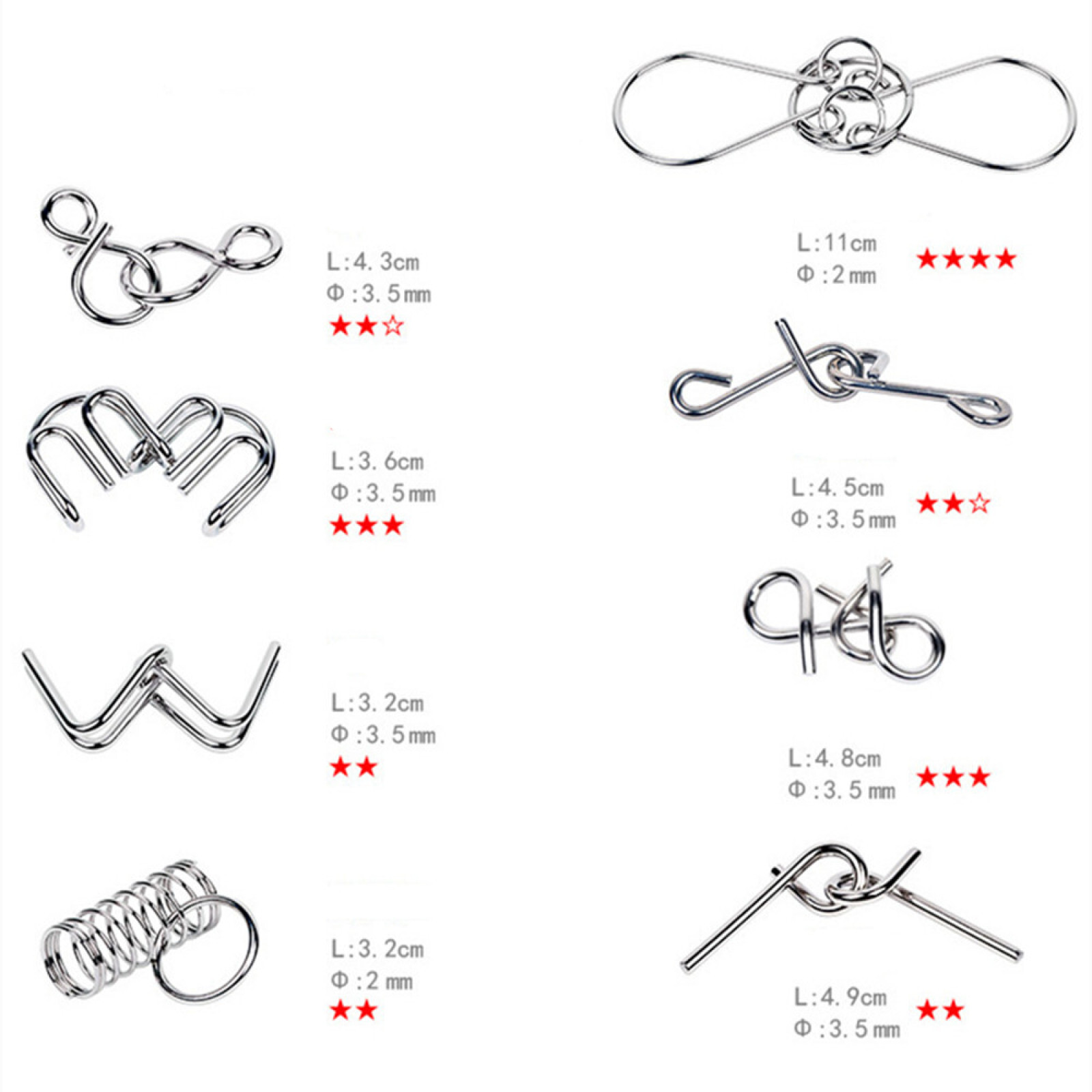 Metal Wire Puzzle IQ Mind Brain Teaser Game Montessori Early Educational Toys E