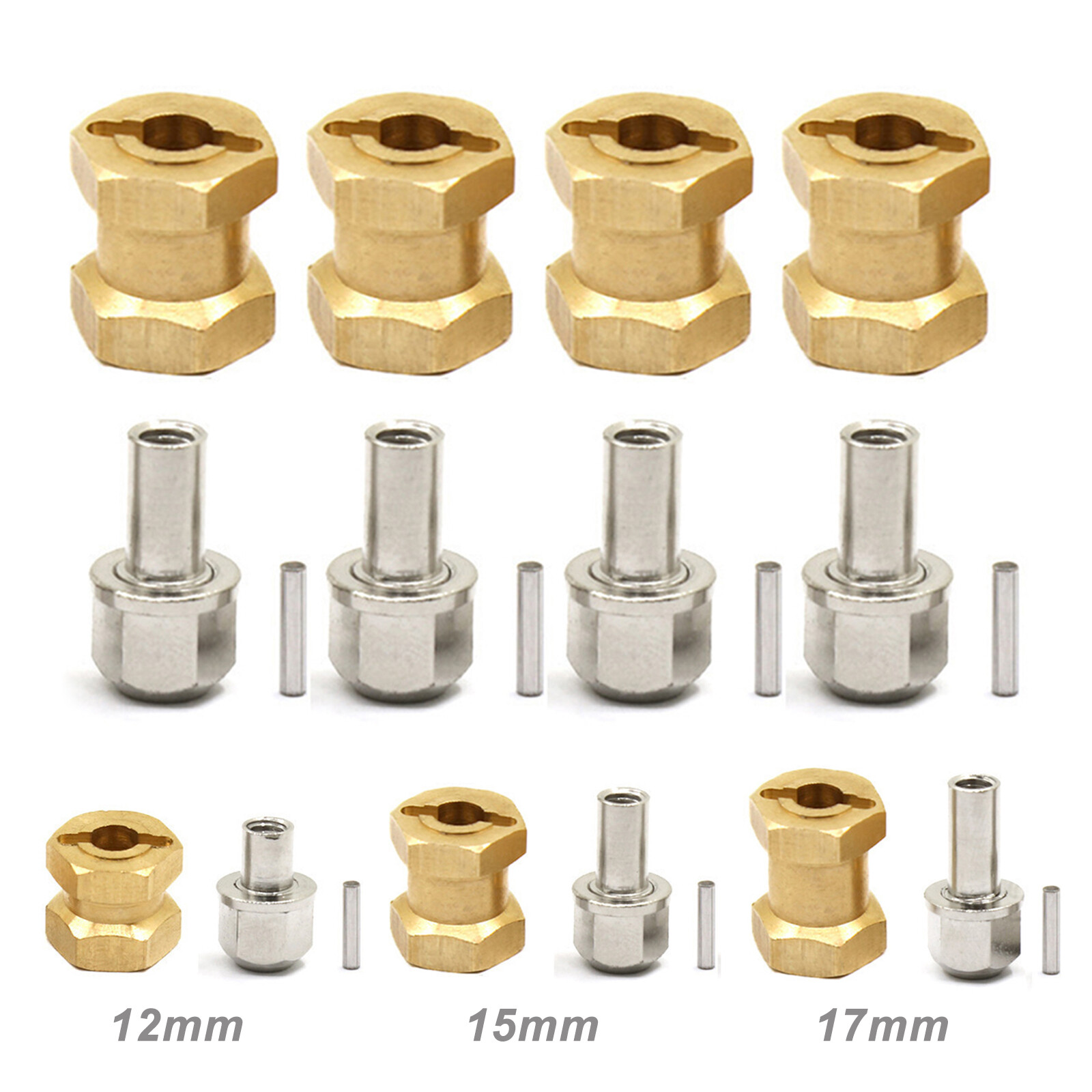 12mm Brass Wheel Hex Hub Extension Axial SCX10 II D90 SCX10 for 1/10 RC Crawler
