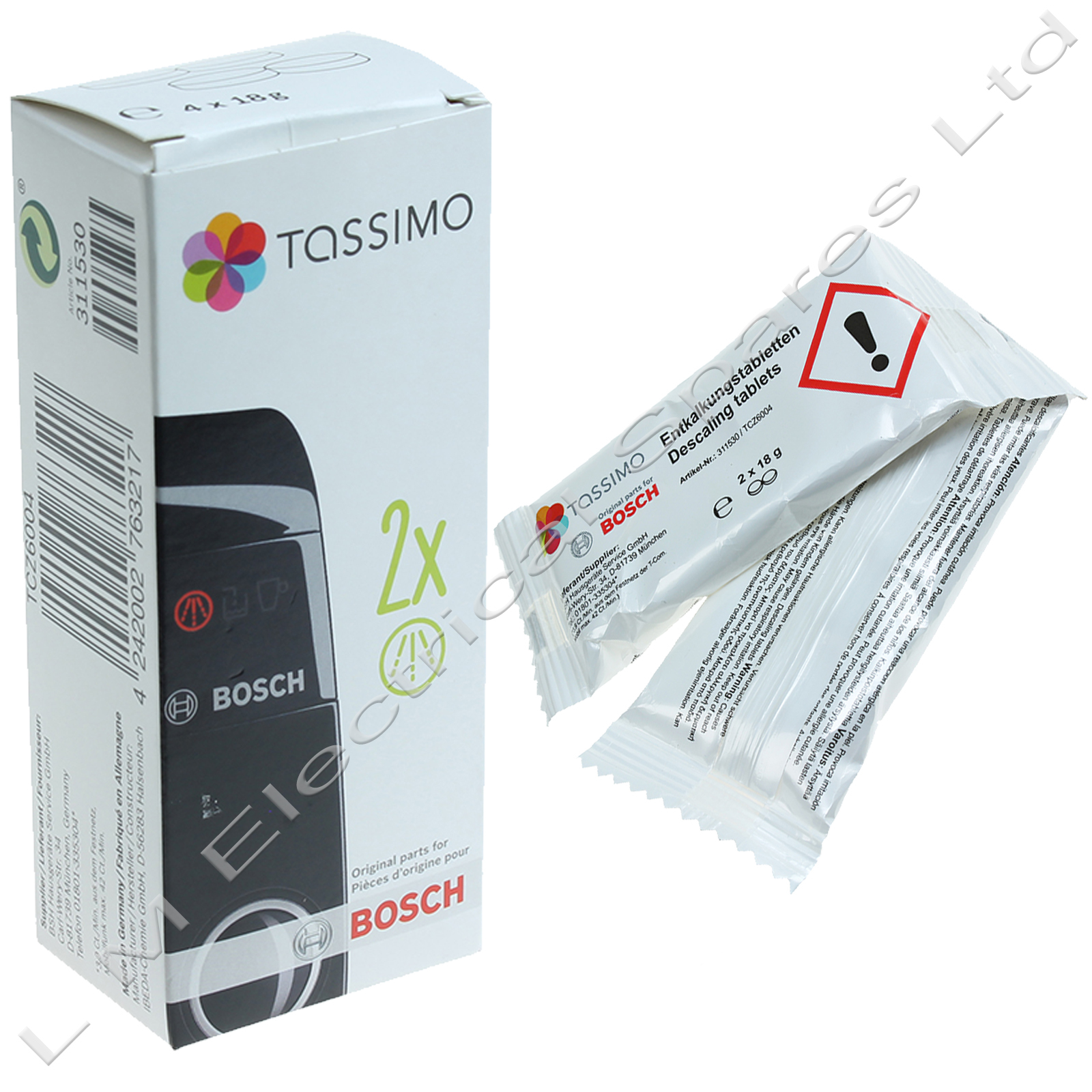 2 x Packs Bosch Tassimo Coffee Espresso Machine Descaler Cleaner