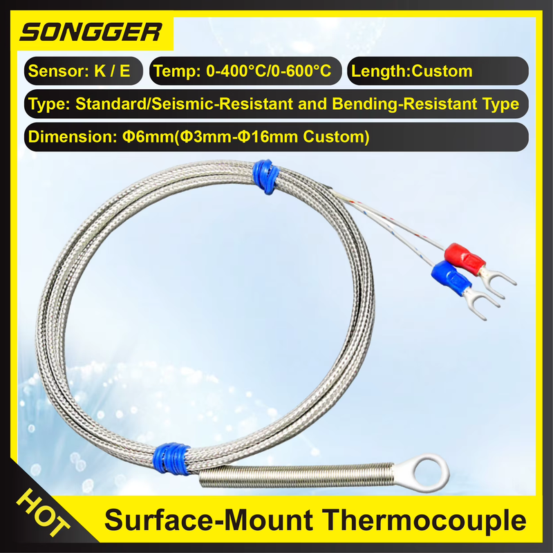WRNT-TP Surface-Mount Thermocouple K Type Washer Sensor M6 Ring Terminal Probe B