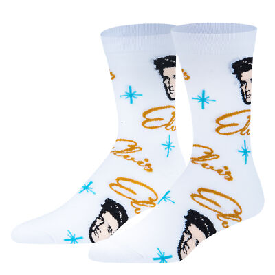 S, Retro Elvis, 1950's King Of Rock N Roll, Adult Novelty Crew Socks