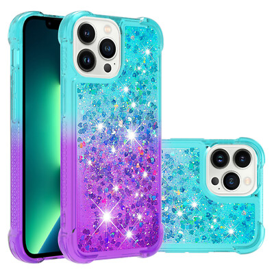 For Various Phone Gradient Quicksand Shockproof Case Cover Hot Liquid Glitter