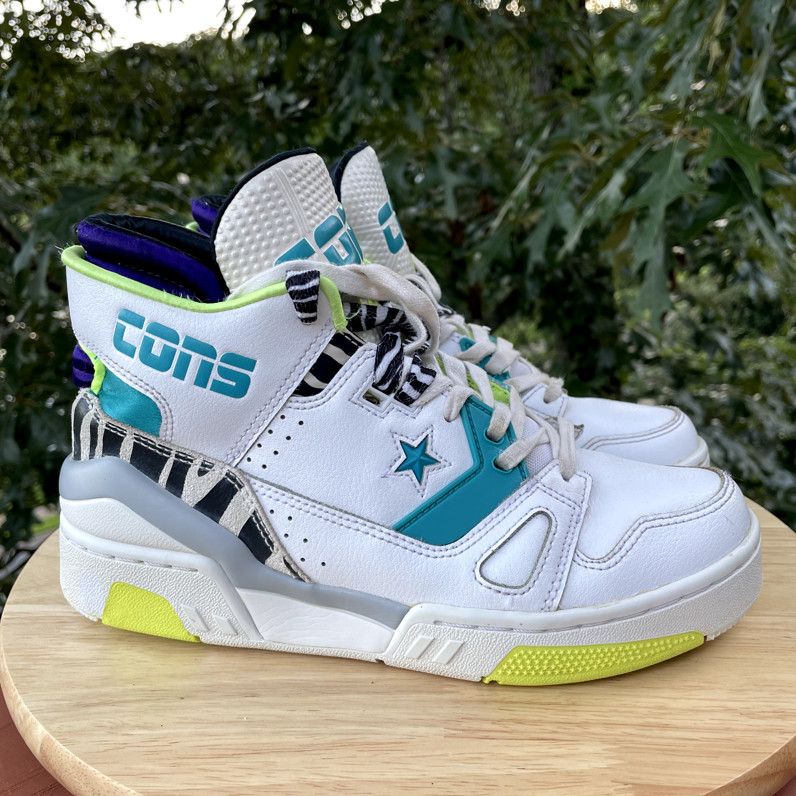 5 White Blue Zebra Sneakers 263809c