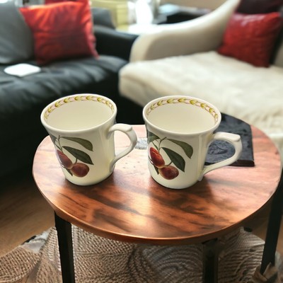 Queen's Collection Hooker's Fruit England Coffee Cups Set of 2 Porcelain