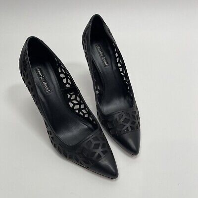 Charles David Leather Cut Out Upper High Heel Black Pumps Pointed Toe Size 8