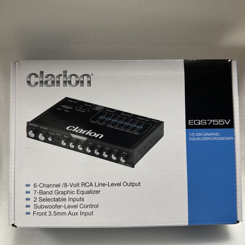 CLARION EQS755v EQ 7 BAND EQUALIZER AUX. 8 VOLT SUB SUBWOOFER SPEAKERS PRE AMP