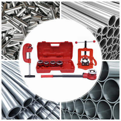 1/2'' UP TO 2'' Pipe Cutter Plumbing Tool  Ratchet Type Pipe Threader Set 5 Dies