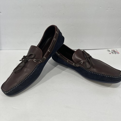 Salvatore Ferragamo Brown/Blue Leather Loafers Size 14