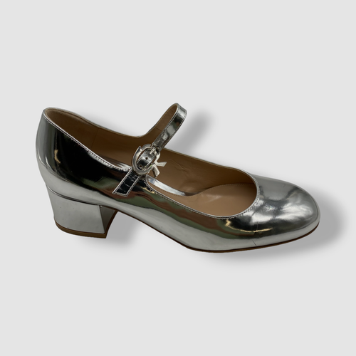 $895 Gianvito Rossi Women's Silver Mary Jane Metallic