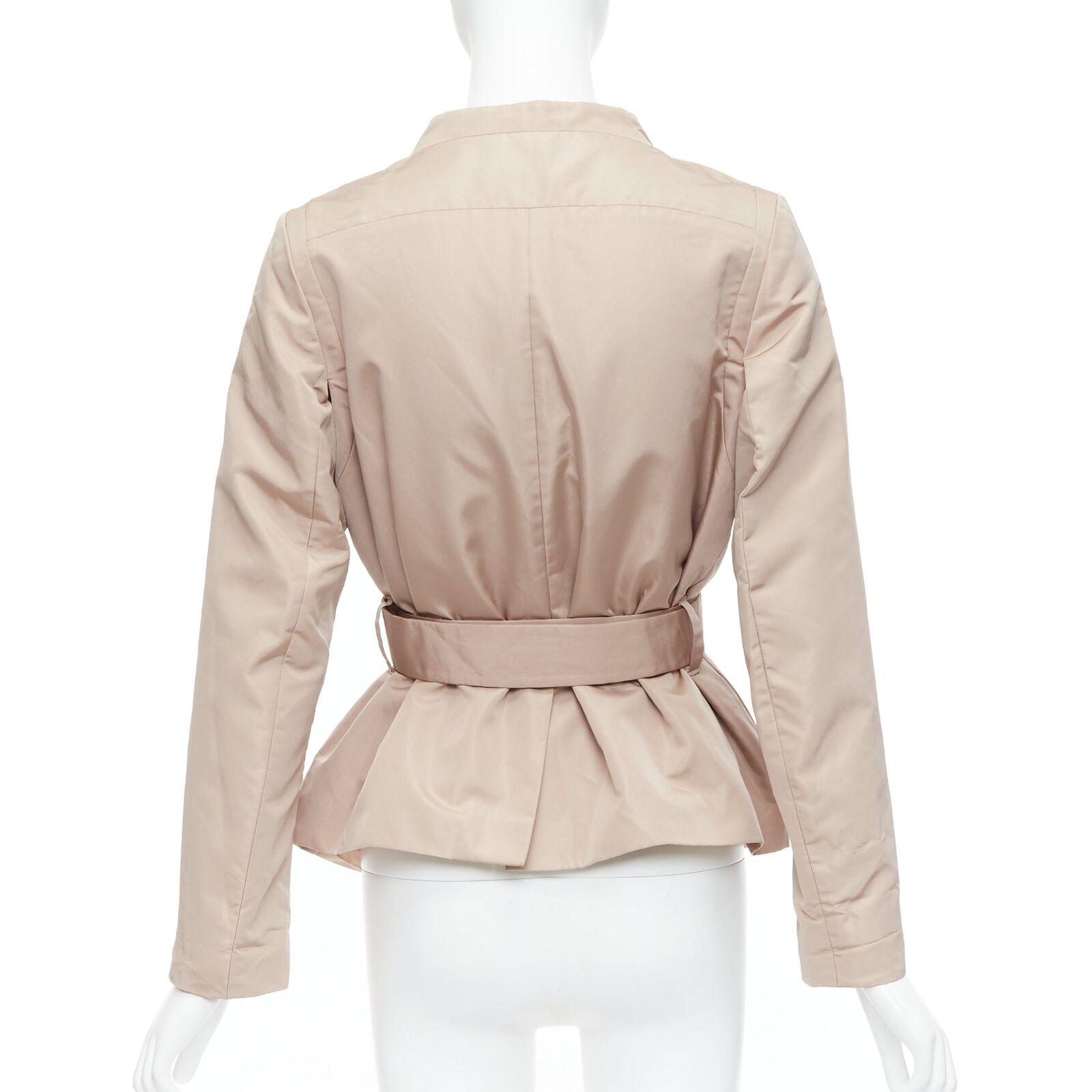 PRADA 2007 beige silk blend panelled double breast belted PRADA 2007 beige silk blend panelled double breast belted