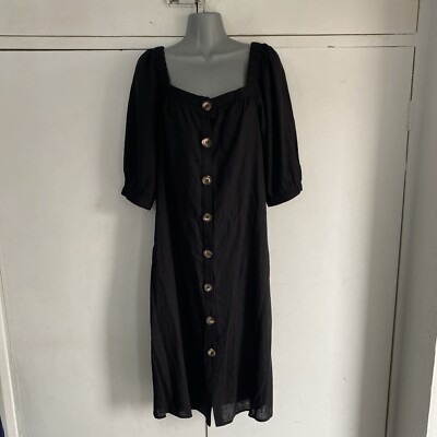 Oasis Ladies Linen Dress Size 6 Black BNWT!!