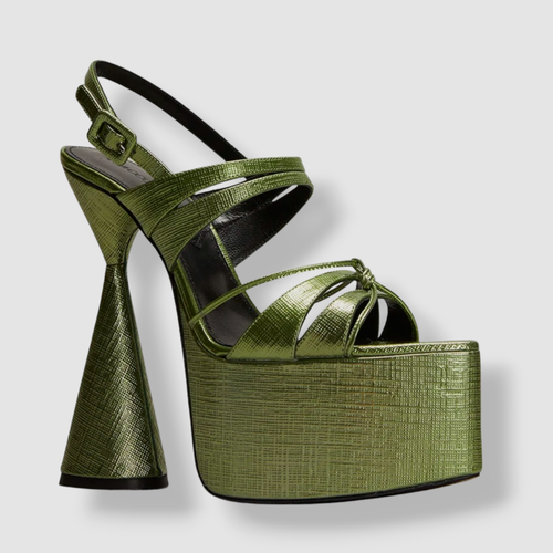 Pre-owned D’accori $1130 D'accori Women Green Belle Slingback Platform Heel Shoe Sz Eu 38/us 8