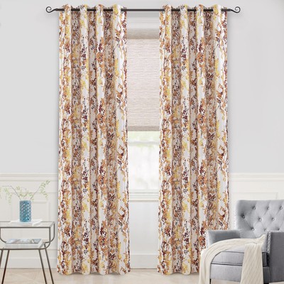 DriftAway Abstract Floral Room Darkening Curtains,2 Panels,120x52, Red/Gray #C46