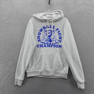 Where Im From Mens Small Grey Snowball Fight Champion Hoodie Sweatshirt NEW