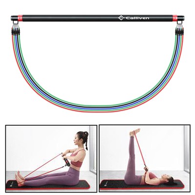 Tragbares Pilates Bar Kit mit 5 Widerstandsbändern, Upgrade Gym Stick für