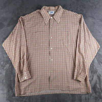 vintage 60s 70s XTRA Houndstooth Pattern Button Up Shirt Size 1X XL Polyester