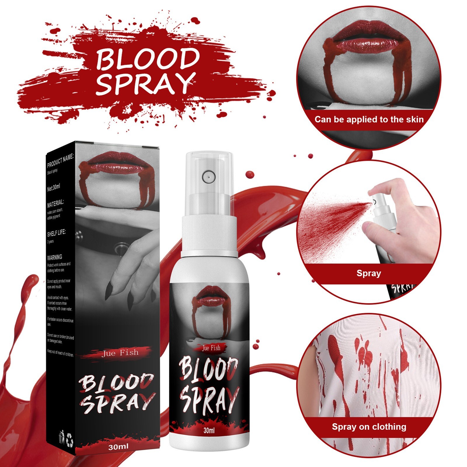Fake Blood Spray Halloween Liquid Blood For Clothes Makeup Dress 
