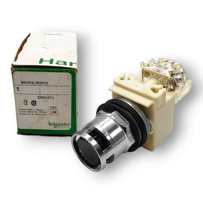 Illuminated push-button, Harmony 9001K, metal guard flush, green, Missing Bulb