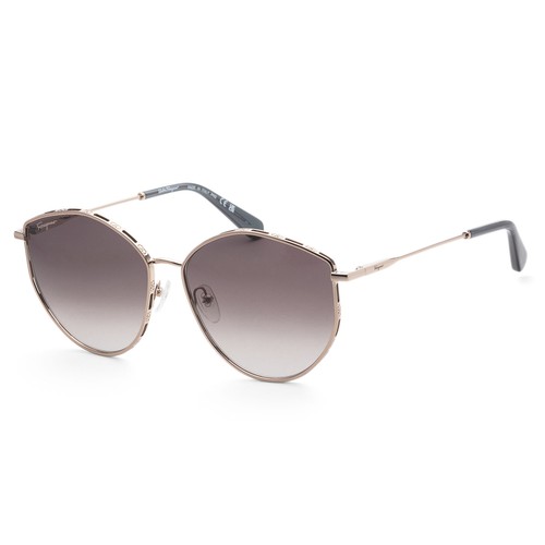 Женские солнцезащитные очки Ferragamo 60 мм розового золота серого цвета SF264S-785