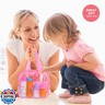 Beem Jun Baby Doll Bottles Accessories Set for Toddlers, 2 Milk and 2 Juice Bottles and 2 Toy Pacifier (Pink)