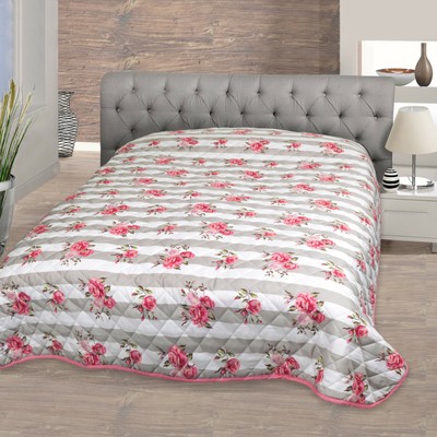 Delindo Lifestyle Tagesdecke Bettüberwurf Sofadecke Rosen für Einzelbett 140x210