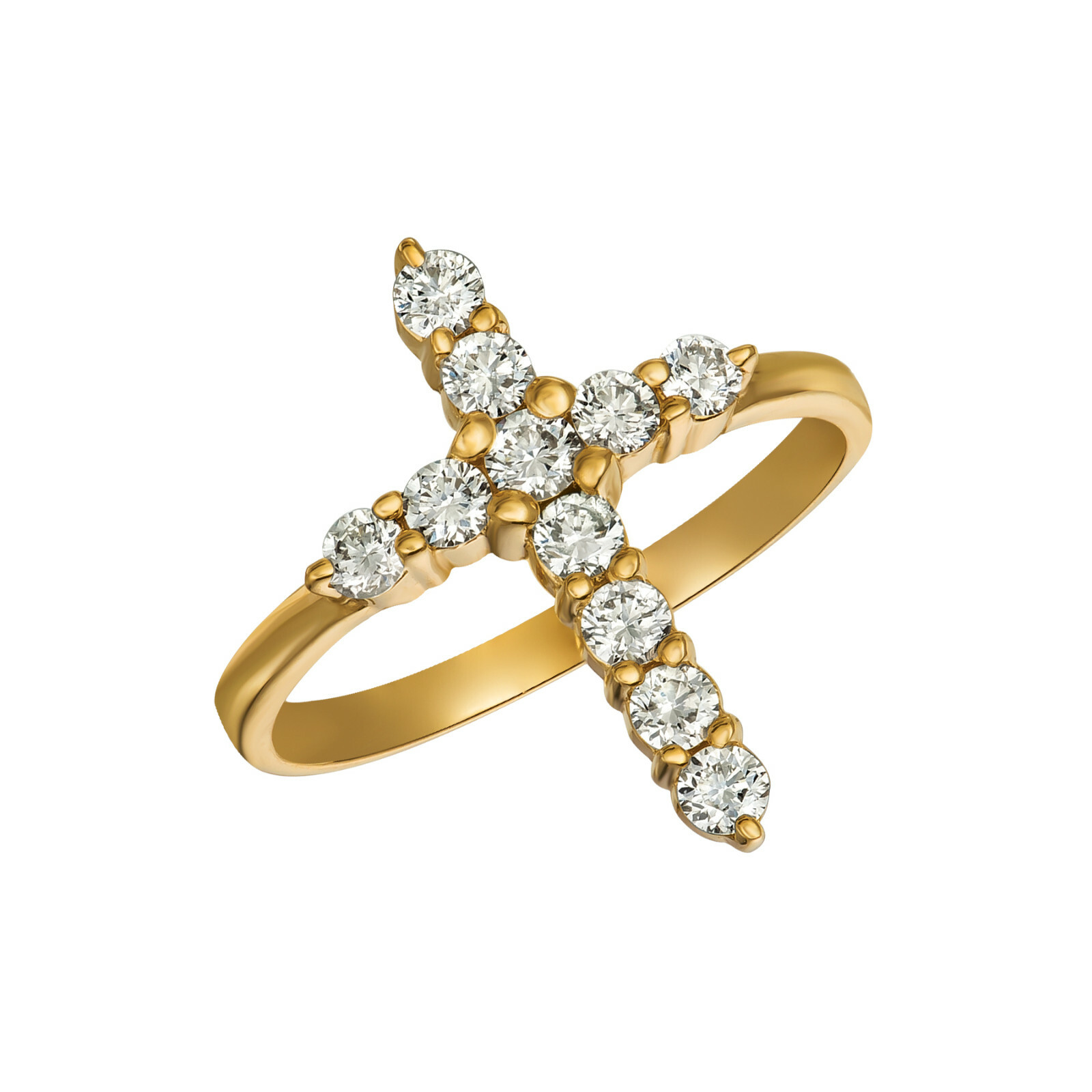 Pre-owned Morris 0.15 Carat Natural Diamond Cross Ring Si 14k White Gold
