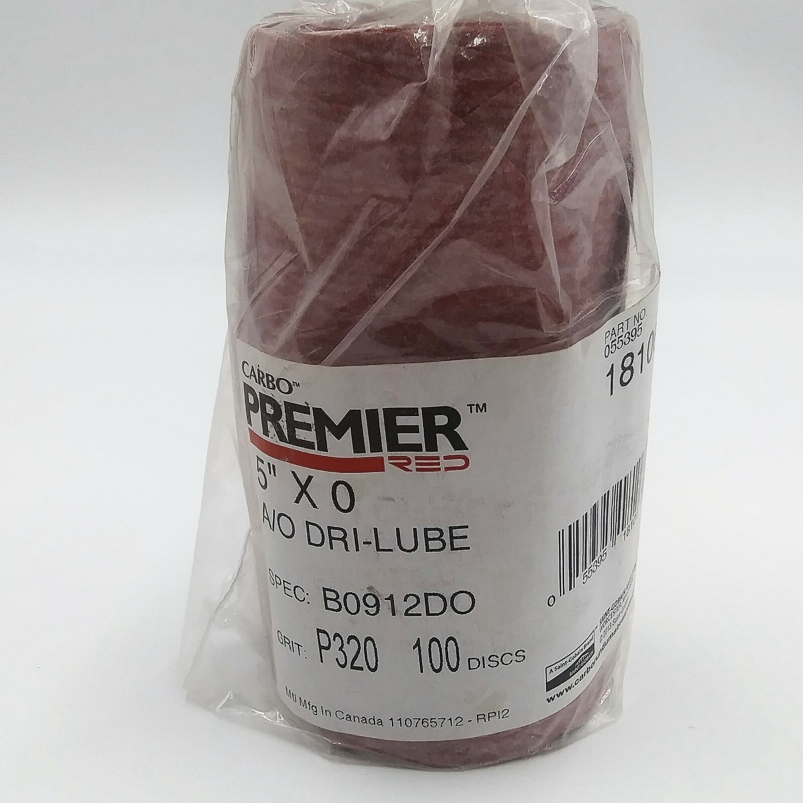 Carbo Premier Sandpaper 5 inch A/O DriLube 320 Grit 100 Disc Roll