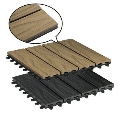 WPC Fliesen Bodenfliese 11 Stück 30x30cm Holzfliese Terassen Gartenfliesen#1814