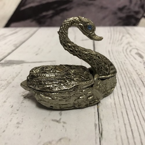 Vintage Silverplate Swan Goose Small Trinket Holder Decor Made In Portugal