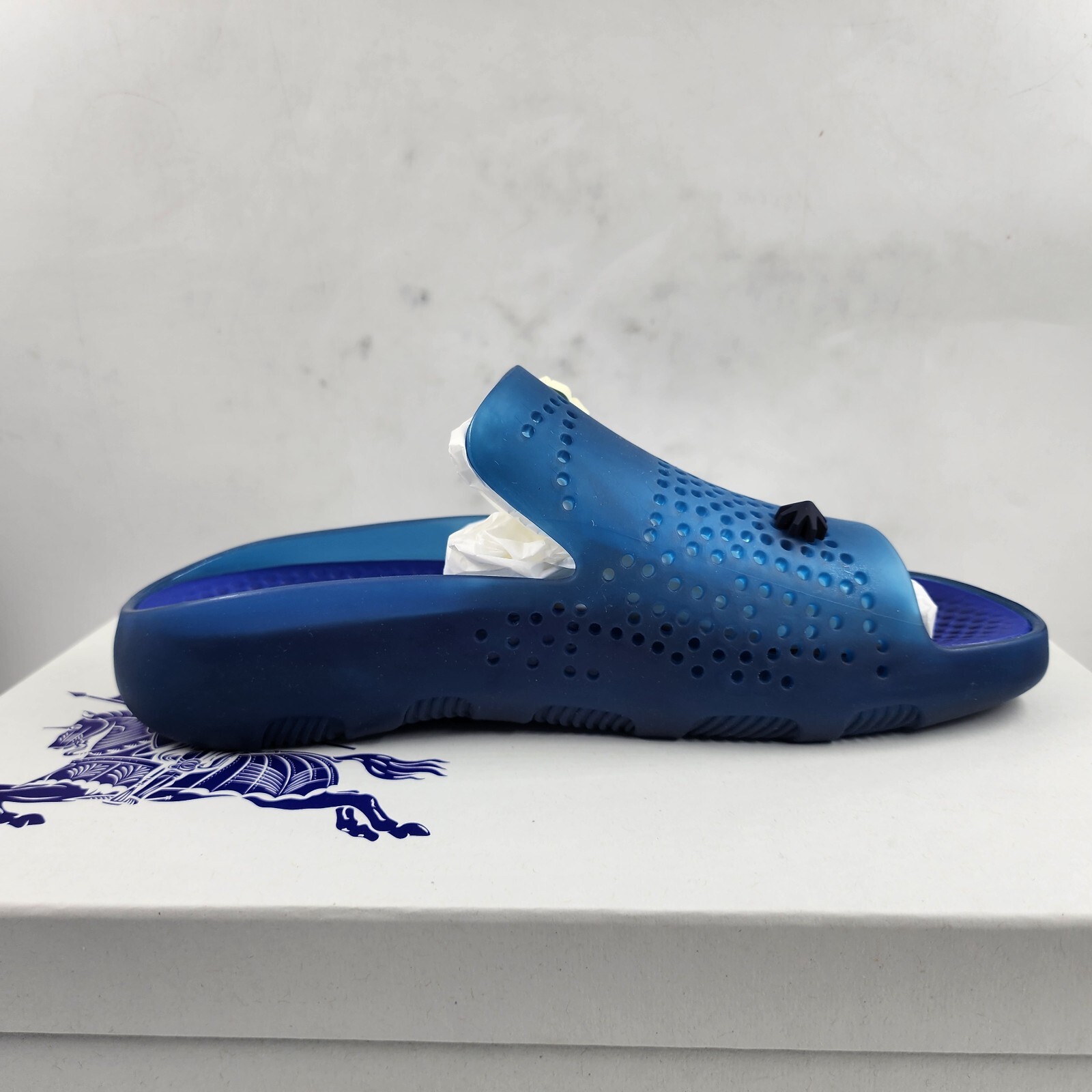 Burberry Stingray Rubber Pool Slide Flip Flop Shoes Men's 41 Midnight - Picture 8 of 16