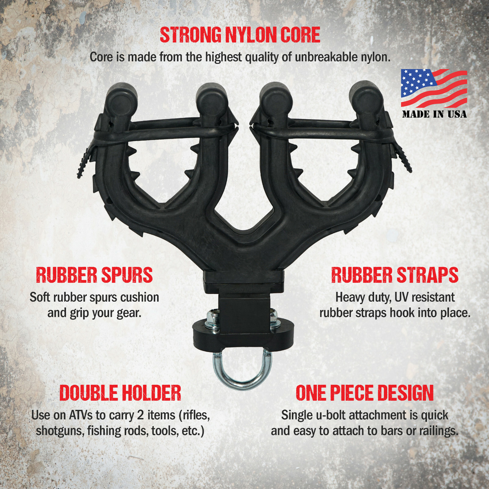 GRASPUR™ Double ATV Gun & Bow Rack - Model ATV2 - Made In USA -  FREE SHIPPING