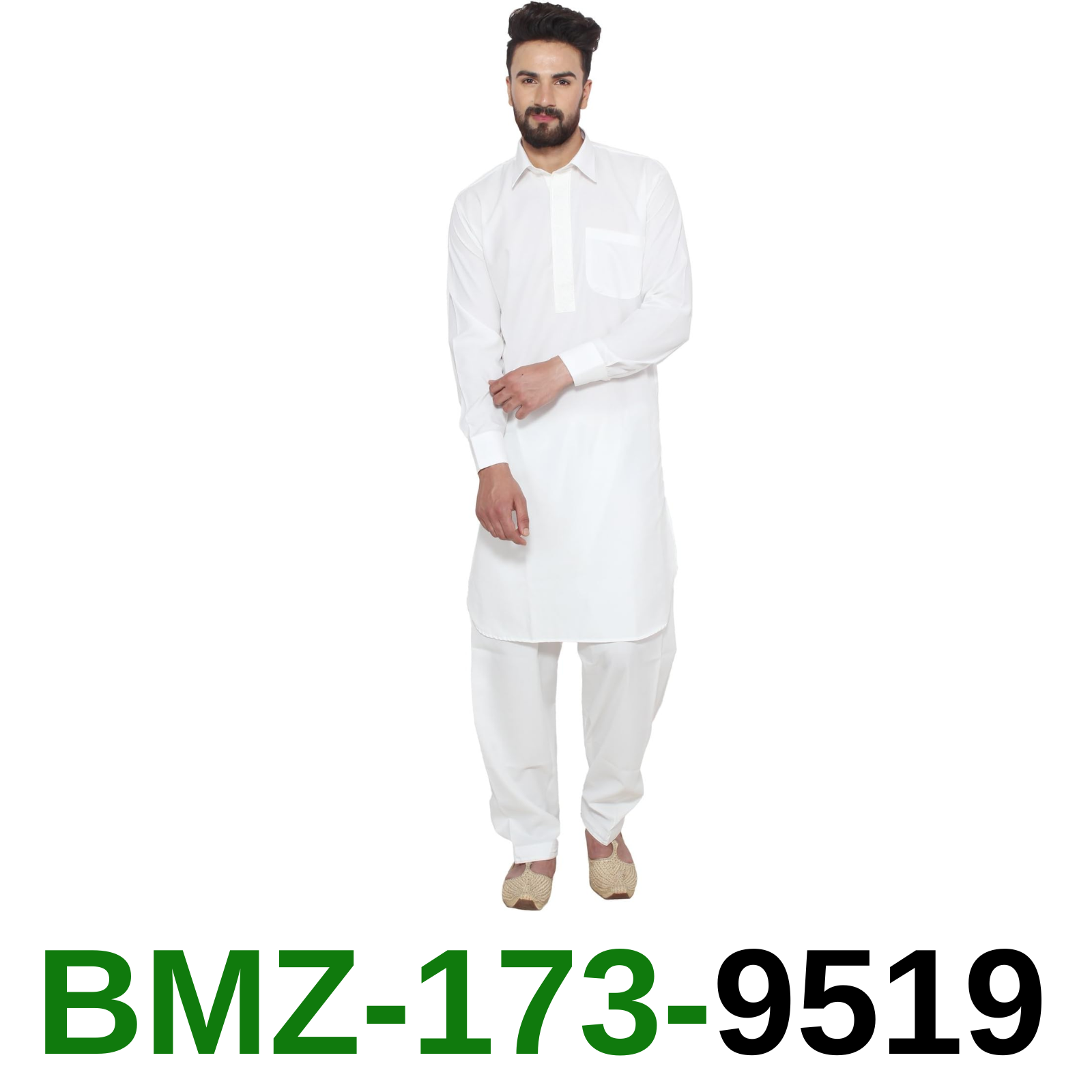 Sojanya (Since 1958, Men's Cotton Blend Pathani Kurta Salwar Off-White, M/38