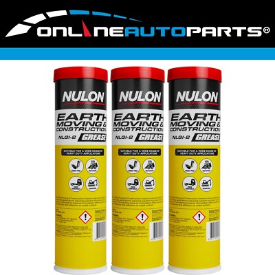 3 x Nulon Earth Moving and Construction NLGI 2 Black Grease - 450g Cartridges