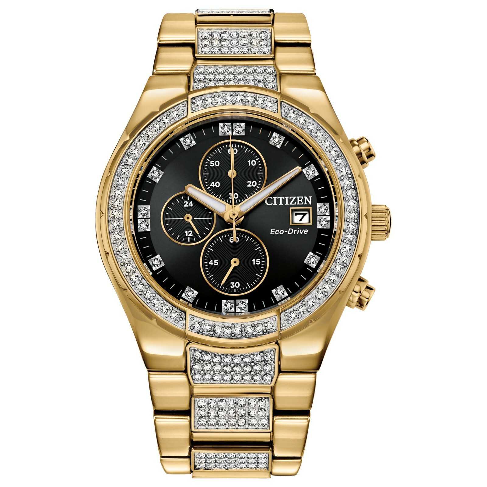 Citizen Eco-Drive Men's Diamonds Gold Stainless Steel Watch Citizen Eco-Drive Men's Diamonds Gold Stainless Steel Watch