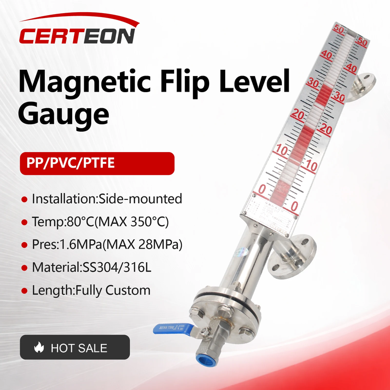 Magnetic Flip Level Gauge UHZ517 Magnetic Float Level Indicator 80C 1.6MPa SS304